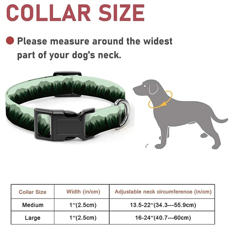 Dog Collar, Cute Dog Collar for Small Medium Large Dogs, Personalized Adjustable Soft Pet Collars with Quick Release Buckle for Walking Running, Cute Boho Mushrooms