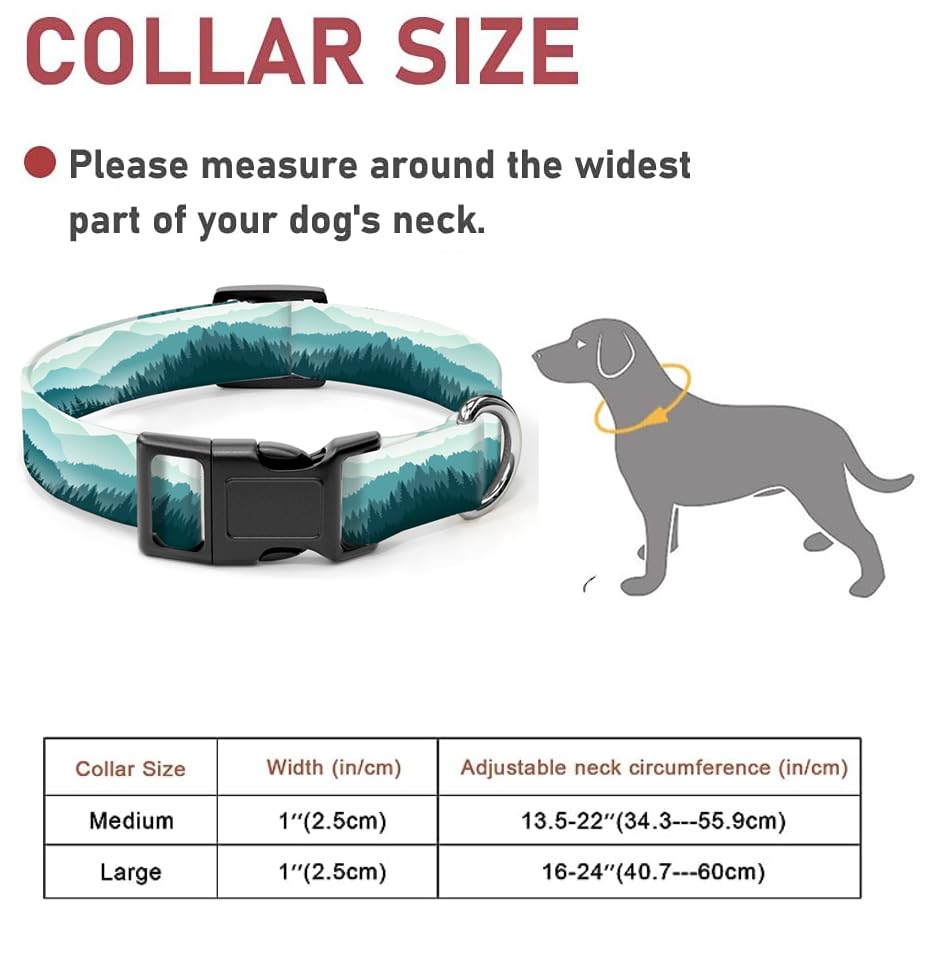 Dog Collar, Cute Dog Collar for Small Medium Large Dogs, Personalized Adjustable Soft Pet Collars with Quick Release Buckle for Walking Running, Cute Boho Mushrooms