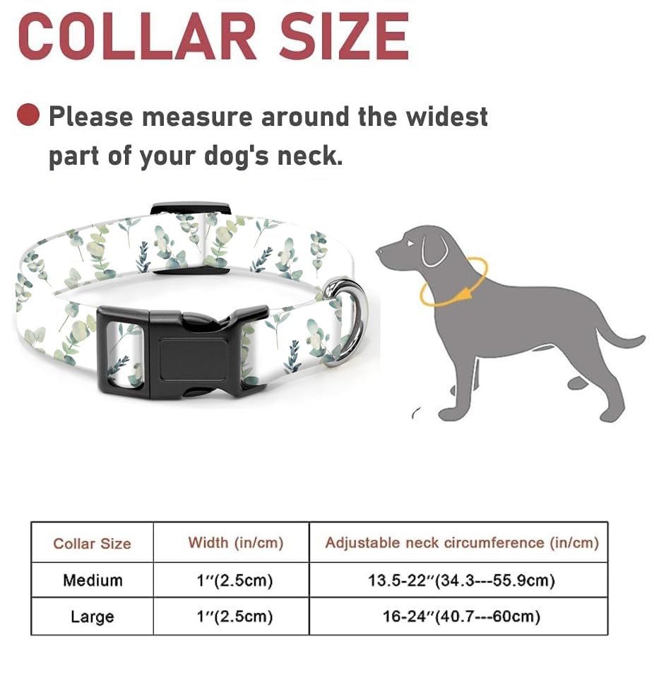 Dog Collar, Cute Dog Collar for Small Medium Large Dogs, Personalized Adjustable Soft Pet Collars with Quick Release Buckle for Walking Running, Cute Boho Mushrooms