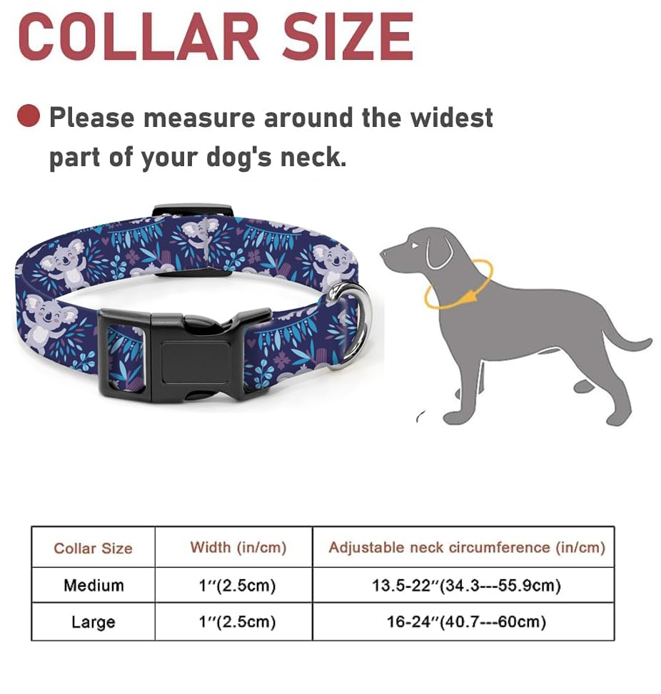 Dog Collar, Cute Dog Collar for Small Medium Large Dogs, Personalized Adjustable Soft Pet Collars with Quick Release Buckle for Walking Running, Cute Boho Mushrooms