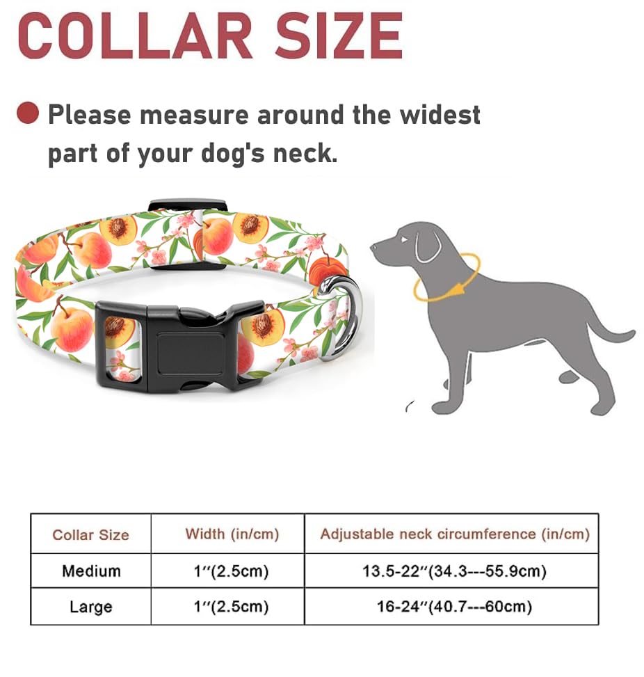 Dog Collar, Cute Dog Collar for Small Medium Large Dogs, Personalized Adjustable Soft Pet Collars with Quick Release Buckle for Walking Running, Cute Boho Mushrooms