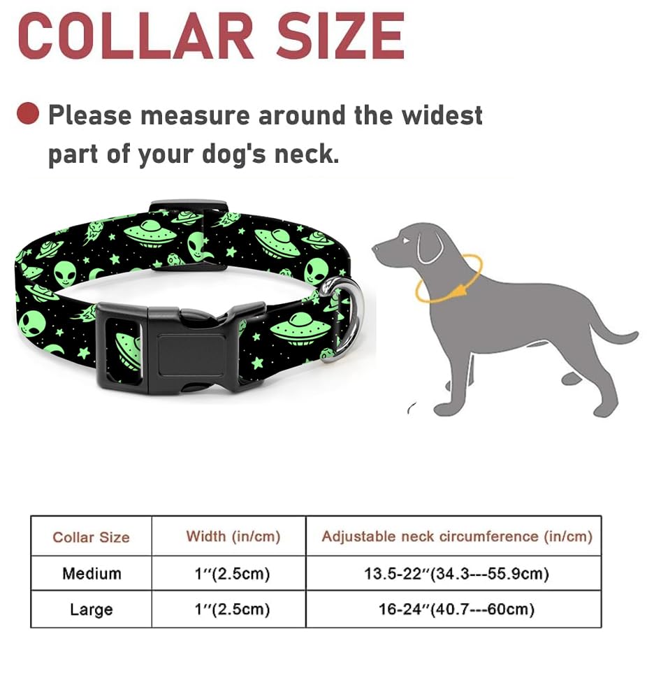Dog Collar, Cute Dog Collar for Small Medium Large Dogs, Personalized Adjustable Soft Pet Collars with Quick Release Buckle for Walking Running, Cute Boho Mushrooms