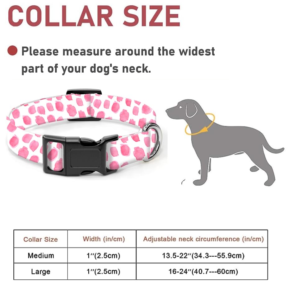 Dog Collar, Cute Dog Collar for Small Medium Large Dogs, Personalized Adjustable Soft Pet Collars with Quick Release Buckle for Walking Running, Cute Boho Mushrooms