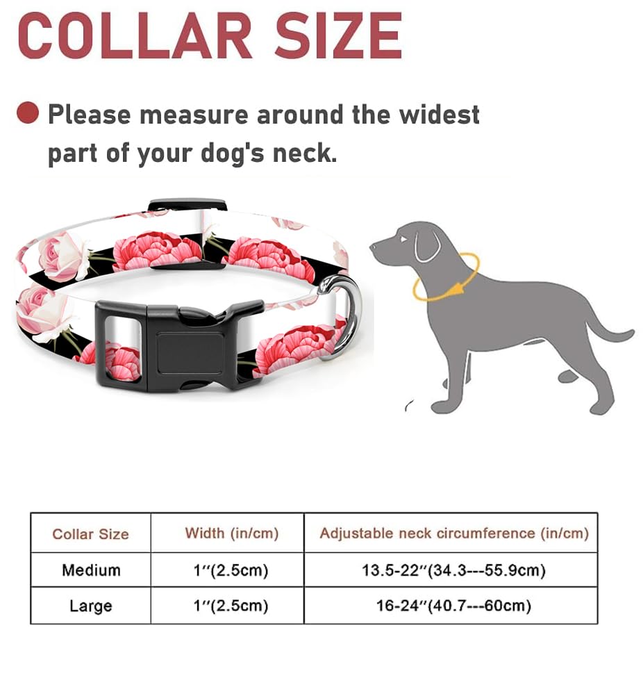 Dog Collar, Cute Dog Collar for Small Medium Large Dogs, Personalized Adjustable Soft Pet Collars with Quick Release Buckle for Walking Running, Cute Boho Mushrooms