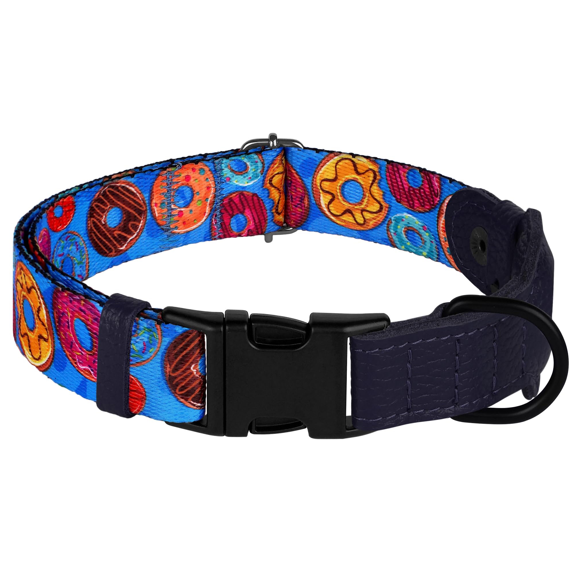AirTag Dog Collar with Metal Buckle - Printed Nylon Soft Leather Dog Collar with Apple AirTag Holder - Secure Tracking GPS Pet Collars for Girl Boy Small Large Dogs (S, 12"-15" Neck Fit, Space)