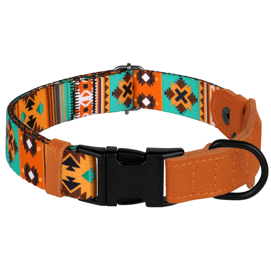 AirTag Dog Collar with Metal Buckle - Printed Nylon Soft Leather Dog Collar with Apple AirTag Holder - Secure Tracking GPS Pet Collars for Girl Boy Small Large Dogs (S, 12"-15" Neck Fit, Space)