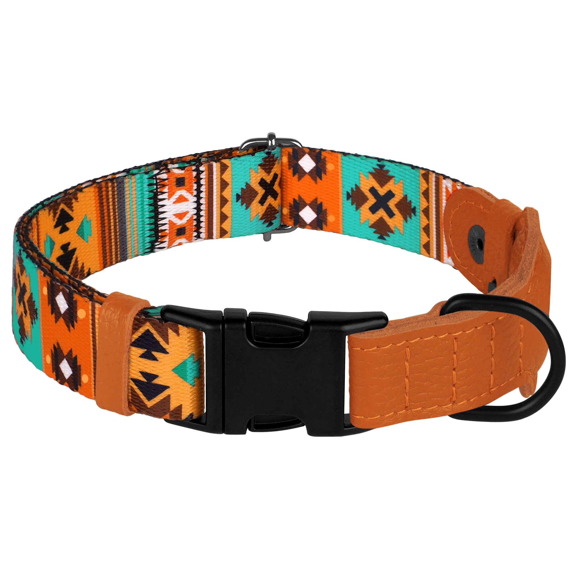 AirTag Dog Collar with Metal Buckle - Printed Nylon Soft Leather Dog Collar with Apple AirTag Holder - Secure Tracking GPS Pet Collars for Girl Boy Small Large Dogs (S, 12"-15" Neck Fit, Space)