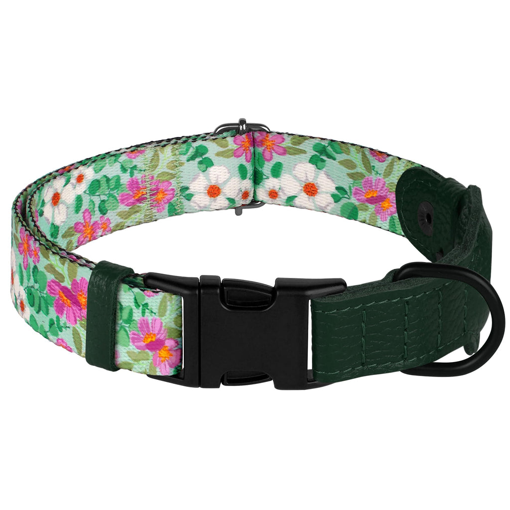 AirTag Dog Collar with Metal Buckle - Printed Nylon Soft Leather Dog Collar with Apple AirTag Holder - Secure Tracking GPS Pet Collars for Girl Boy Small Large Dogs (S, 12"-15" Neck Fit, Space)