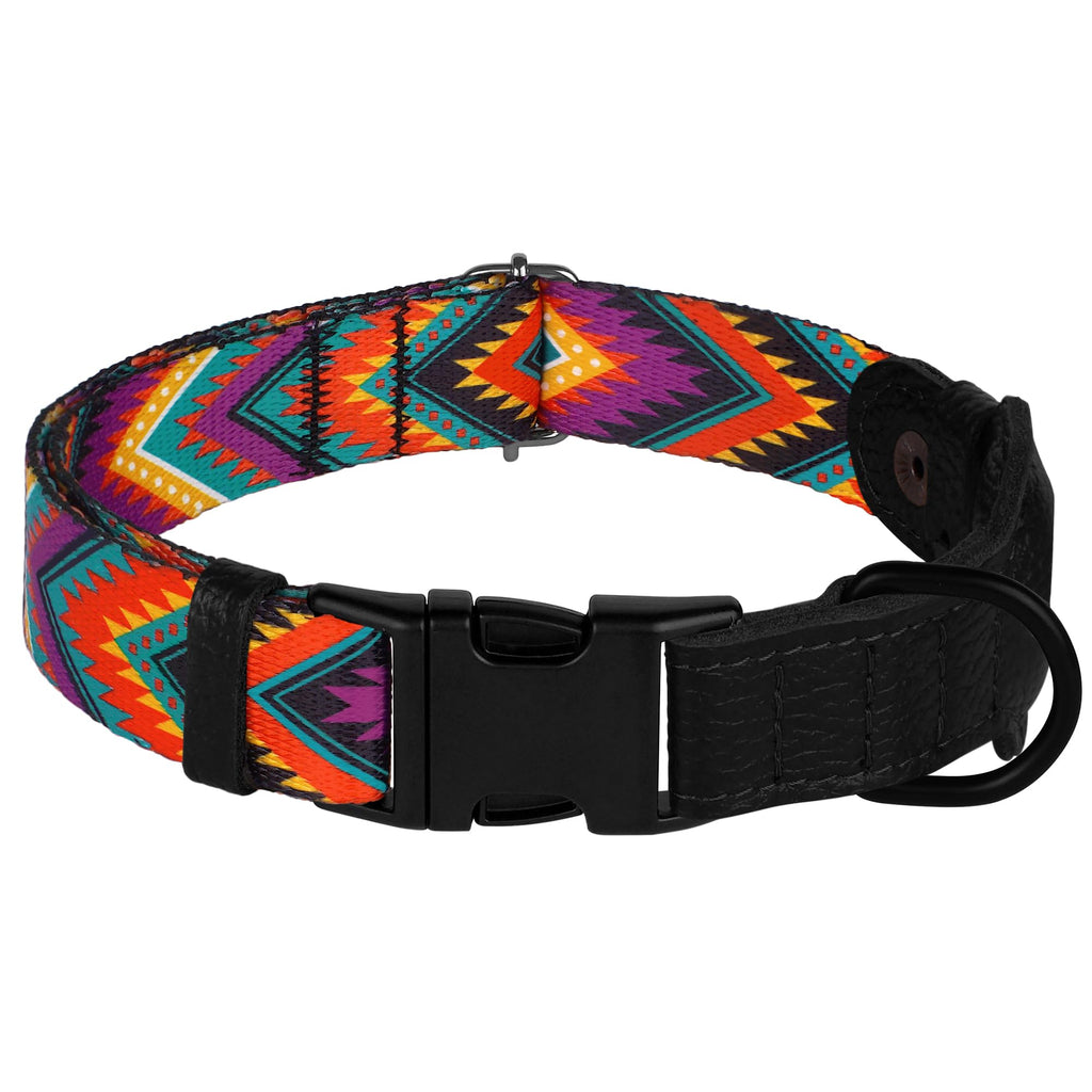 AirTag Dog Collar with Metal Buckle - Printed Nylon Soft Leather Dog Collar with Apple AirTag Holder - Secure Tracking GPS Pet Collars for Girl Boy Small Large Dogs (S, 12"-15" Neck Fit, Space)