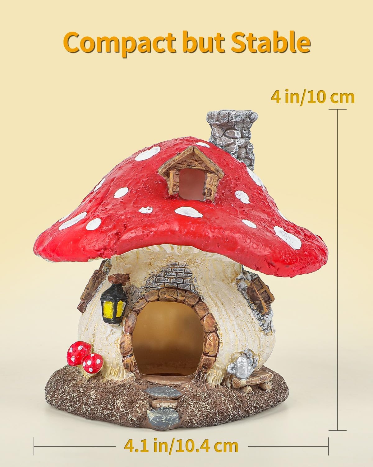 Uniclife Reptile Decoration, Mushroom House for Reptiles, Realistic Resin Terrarium Mushroom Cottage Decorations, Tortoise Decor Tank Accessories for Turtle, Gecko, Lizard & Bearded Dragon