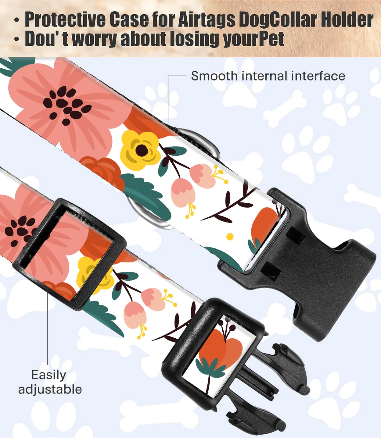 Dog Collar, Cute Dog Collar for Small Medium Large Dogs, Personalized Adjustable Soft Pet Collars with Quick Release Buckle for Walking Running, Cute Boho Mushrooms