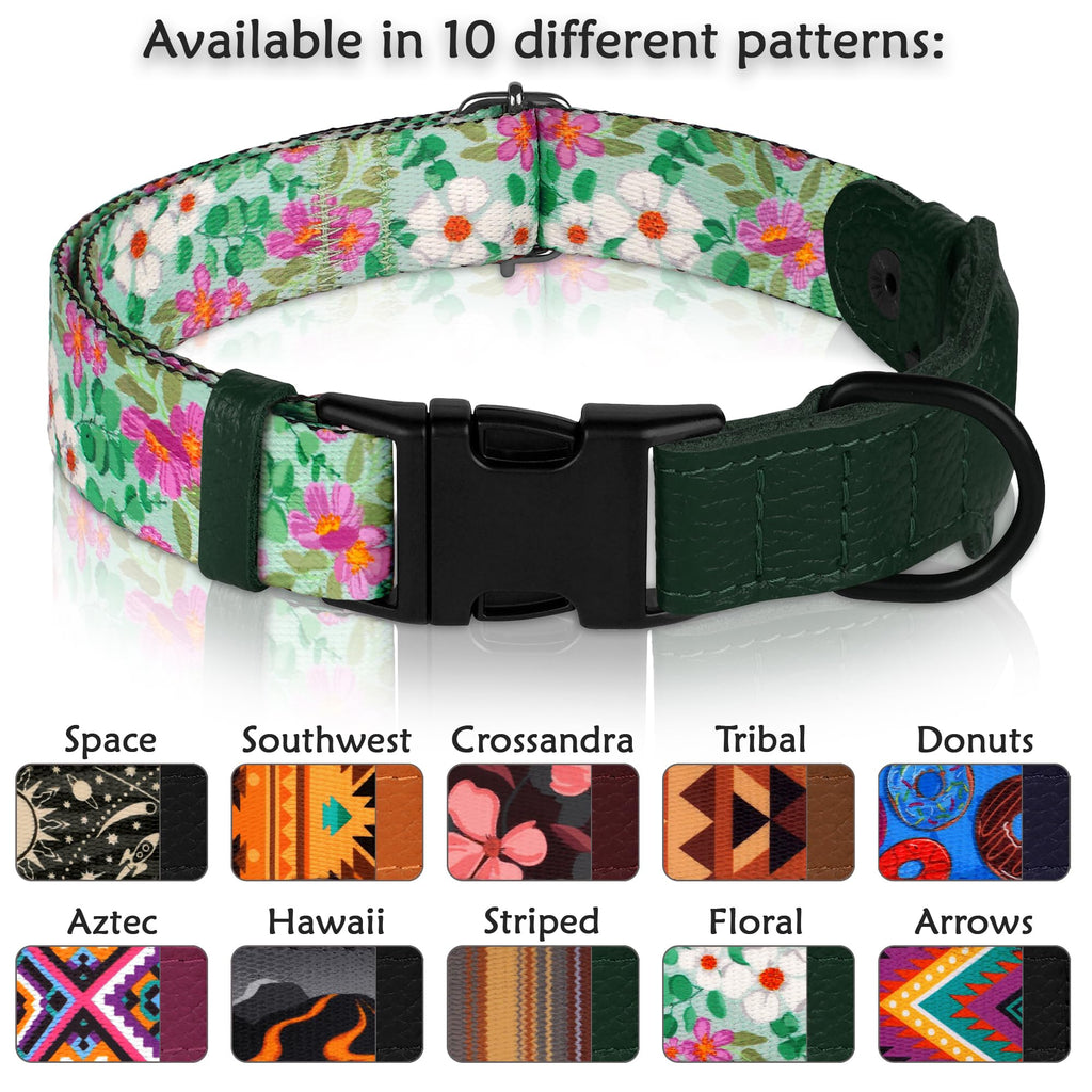 AirTag Dog Collar with Metal Buckle - Printed Nylon Soft Leather Dog Collar with Apple AirTag Holder - Secure Tracking GPS Pet Collars for Girl Boy Small Large Dogs (S, 12"-15" Neck Fit, Space)