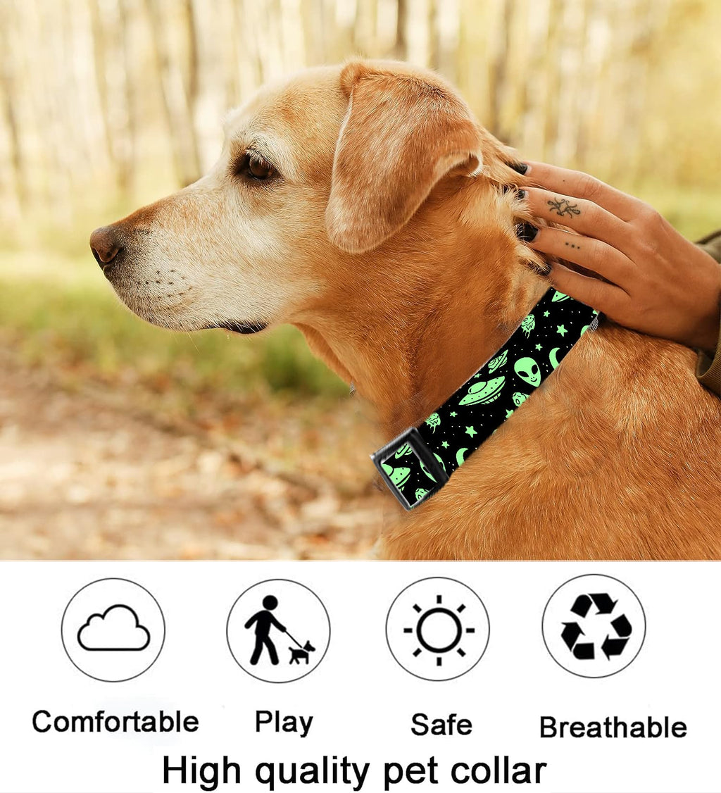 Dog Collar, Cute Dog Collar for Small Medium Large Dogs, Personalized Adjustable Soft Pet Collars with Quick Release Buckle for Walking Running, Cute Boho Mushrooms