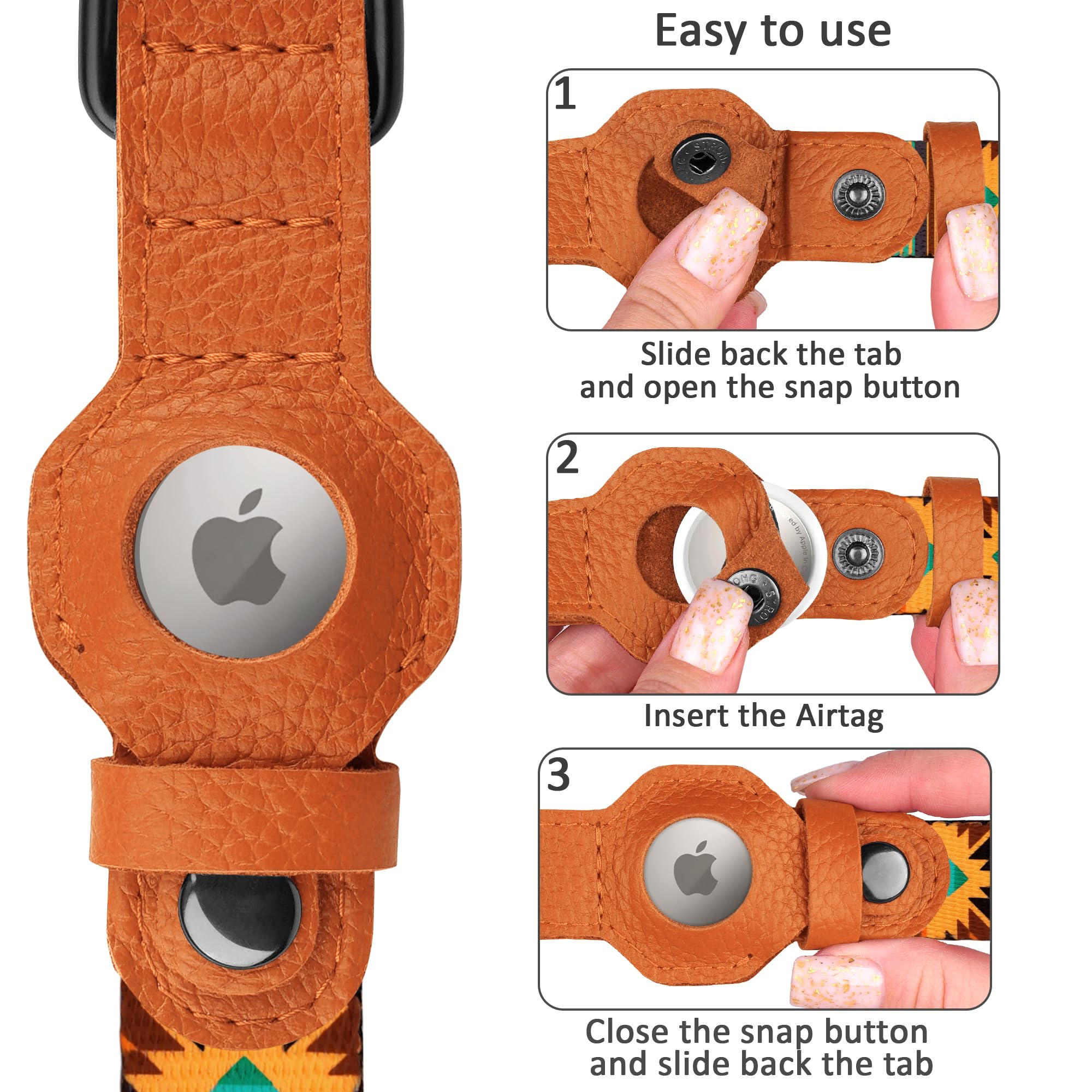 AirTag Dog Collar with Metal Buckle - Printed Nylon Soft Leather Dog Collar with Apple AirTag Holder - Secure Tracking GPS Pet Collars for Girl Boy Small Large Dogs (S, 12"-15" Neck Fit, Space)