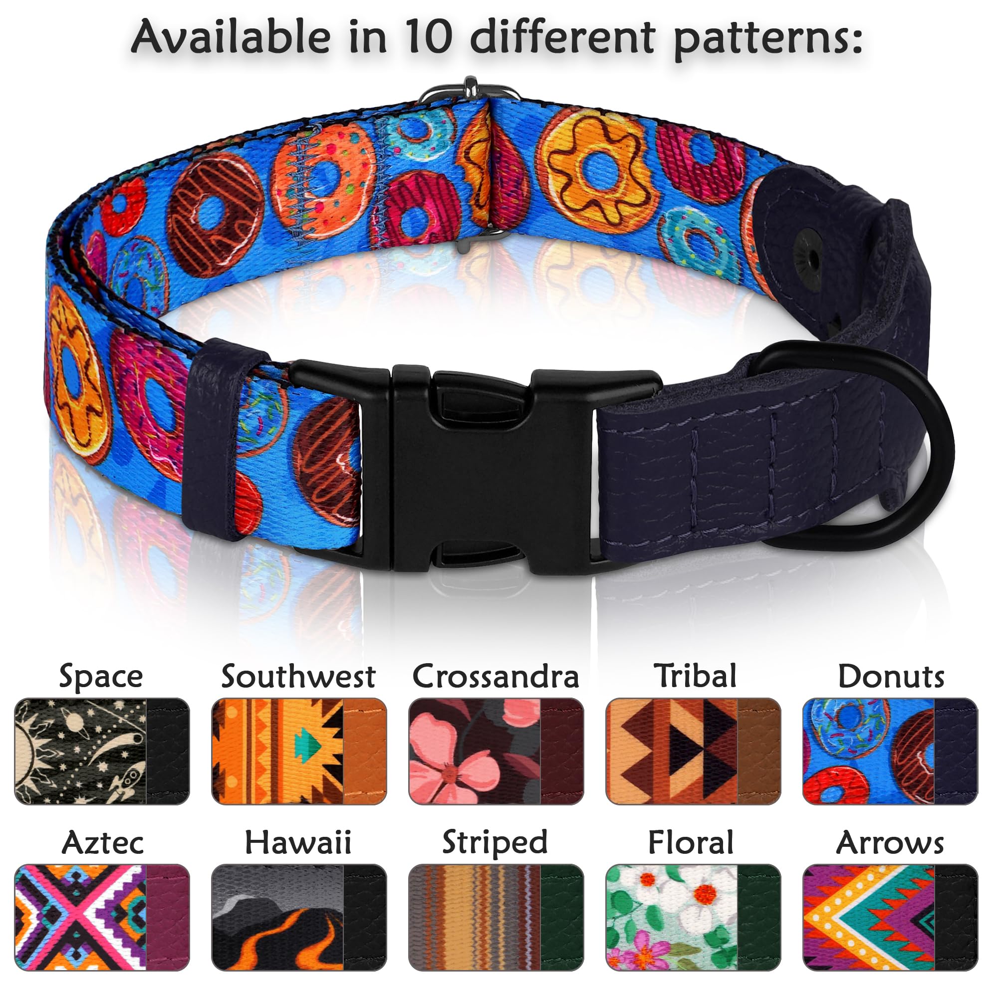 AirTag Dog Collar with Metal Buckle - Printed Nylon Soft Leather Dog Collar with Apple AirTag Holder - Secure Tracking GPS Pet Collars for Girl Boy Small Large Dogs (S, 12"-15" Neck Fit, Space)