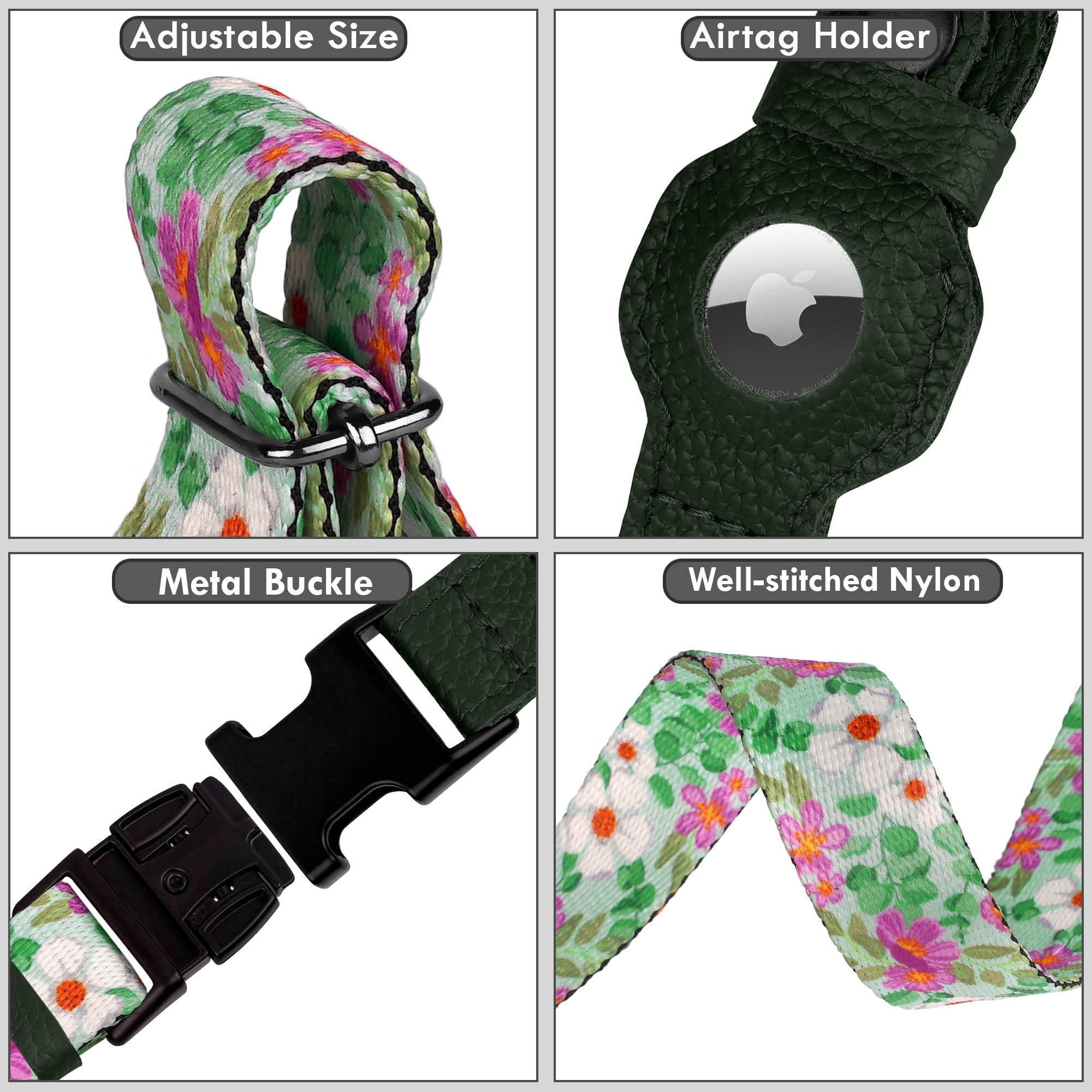 AirTag Dog Collar with Metal Buckle - Printed Nylon Soft Leather Dog Collar with Apple AirTag Holder - Secure Tracking GPS Pet Collars for Girl Boy Small Large Dogs (S, 12"-15" Neck Fit, Space)