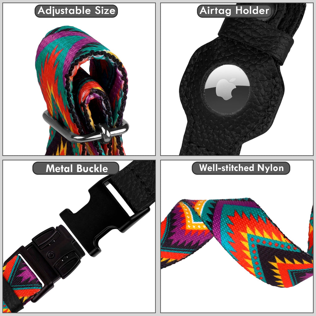 AirTag Dog Collar with Metal Buckle - Printed Nylon Soft Leather Dog Collar with Apple AirTag Holder - Secure Tracking GPS Pet Collars for Girl Boy Small Large Dogs (S, 12"-15" Neck Fit, Space)