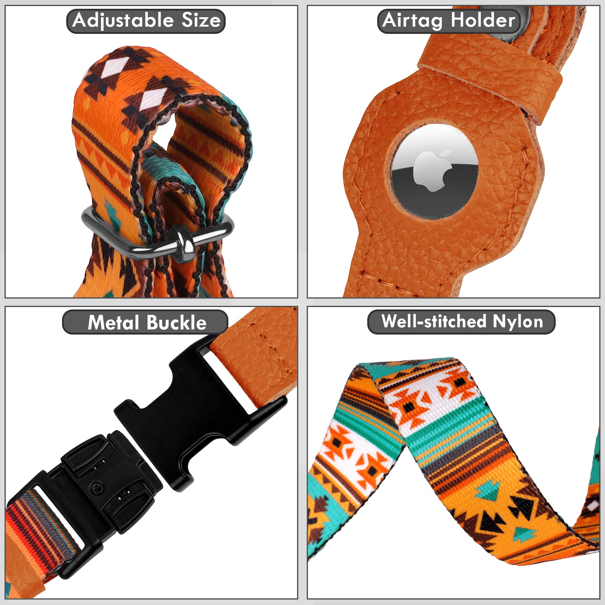 AirTag Dog Collar with Metal Buckle - Printed Nylon Soft Leather Dog Collar with Apple AirTag Holder - Secure Tracking GPS Pet Collars for Girl Boy Small Large Dogs (S, 12"-15" Neck Fit, Space)