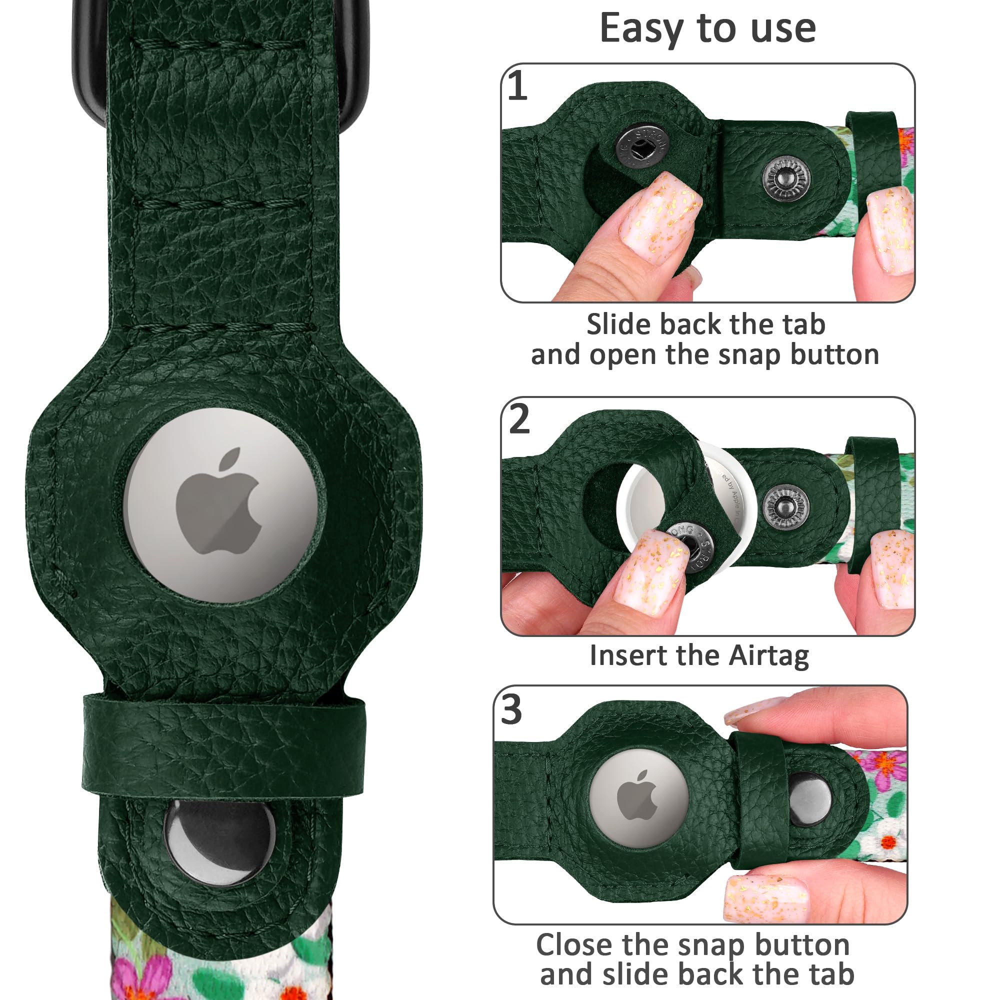 AirTag Dog Collar with Metal Buckle - Printed Nylon Soft Leather Dog Collar with Apple AirTag Holder - Secure Tracking GPS Pet Collars for Girl Boy Small Large Dogs (S, 12"-15" Neck Fit, Space)