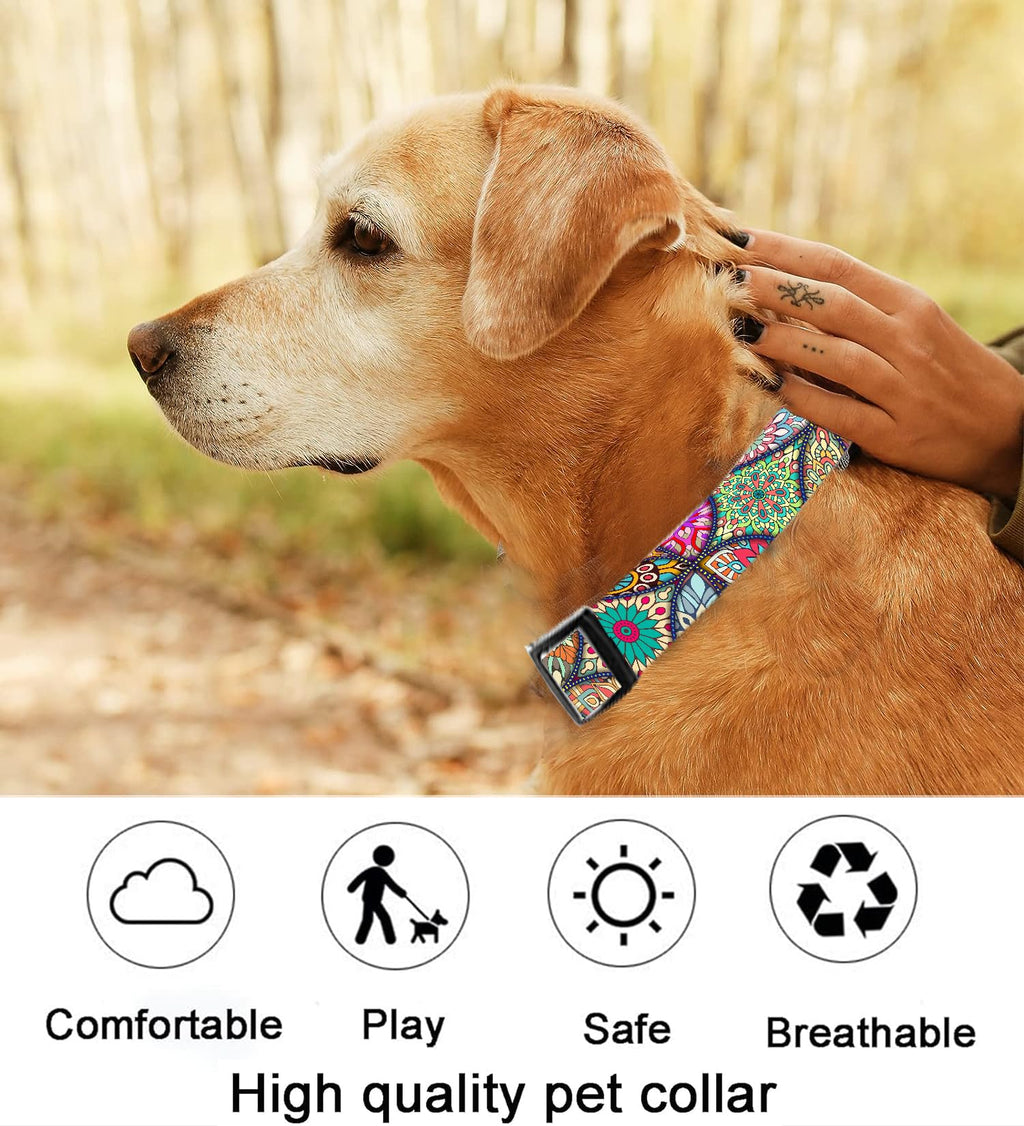 Dog Collar, Cute Dog Collar for Small Medium Large Dogs, Personalized Adjustable Soft Pet Collars with Quick Release Buckle for Walking Running, Cute Boho Mushrooms