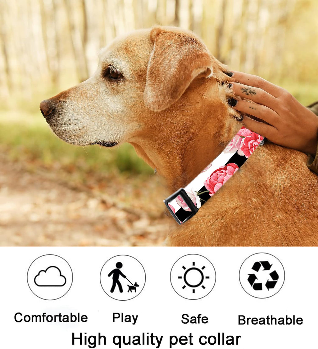 Dog Collar, Cute Dog Collar for Small Medium Large Dogs, Personalized Adjustable Soft Pet Collars with Quick Release Buckle for Walking Running, Cute Boho Mushrooms