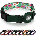 AirTag Dog Collar with Metal Buckle - Printed Nylon Soft Leather Dog Collar with Apple AirTag Holder - Secure Tracking GPS Pet Collars for Girl Boy Small Large Dogs (S, 12"-15" Neck Fit, Space)