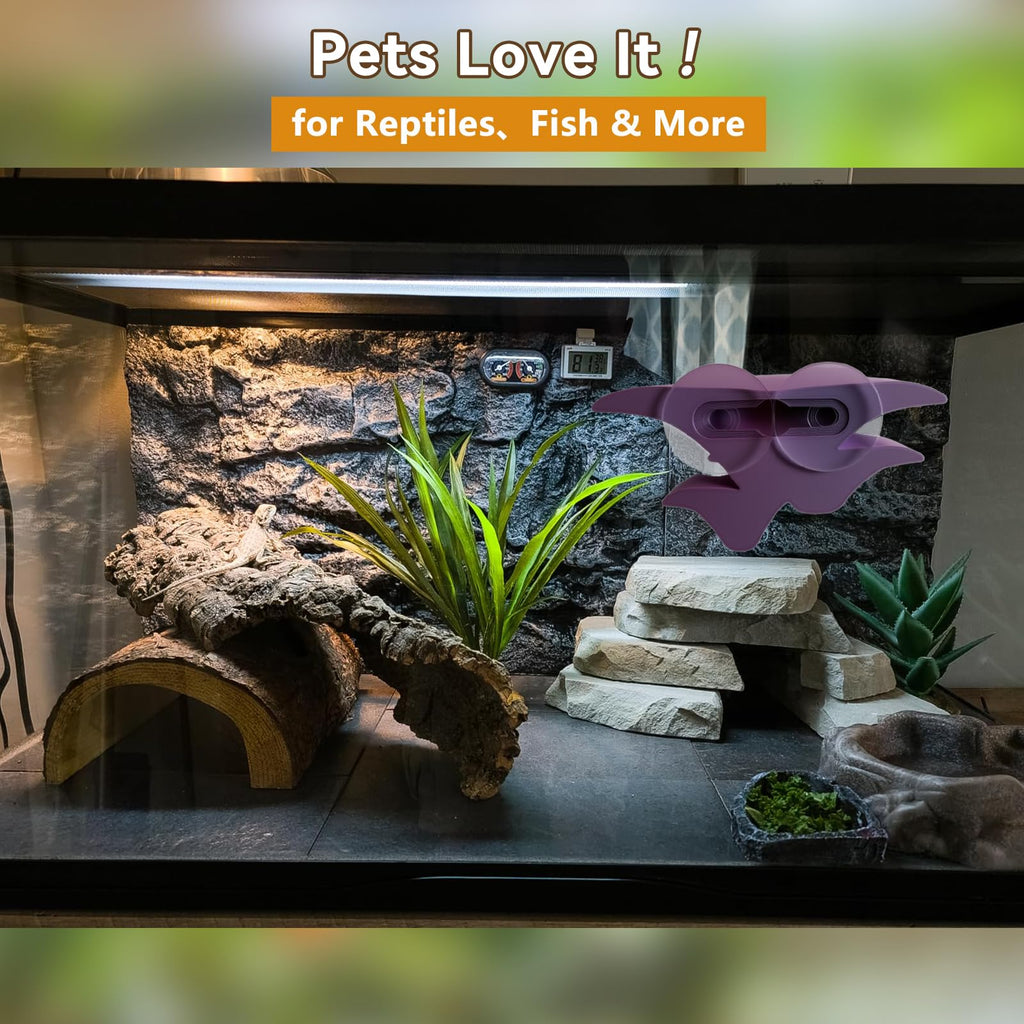 Mushroom Terrarium Decor & Climbing Hold Kit,with 12 Rock Holds, Suction Cups & Adhesive Dots for Geckos, Frogs, Small Lizards & Snakes in Dry/Semi-Moist Habitats (Lavender Silver)