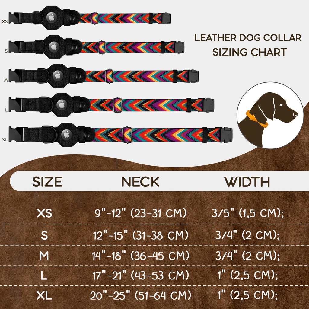 AirTag Dog Collar with Metal Buckle - Printed Nylon Soft Leather Dog Collar with Apple AirTag Holder - Secure Tracking GPS Pet Collars for Girl Boy Small Large Dogs (S, 12"-15" Neck Fit, Space)