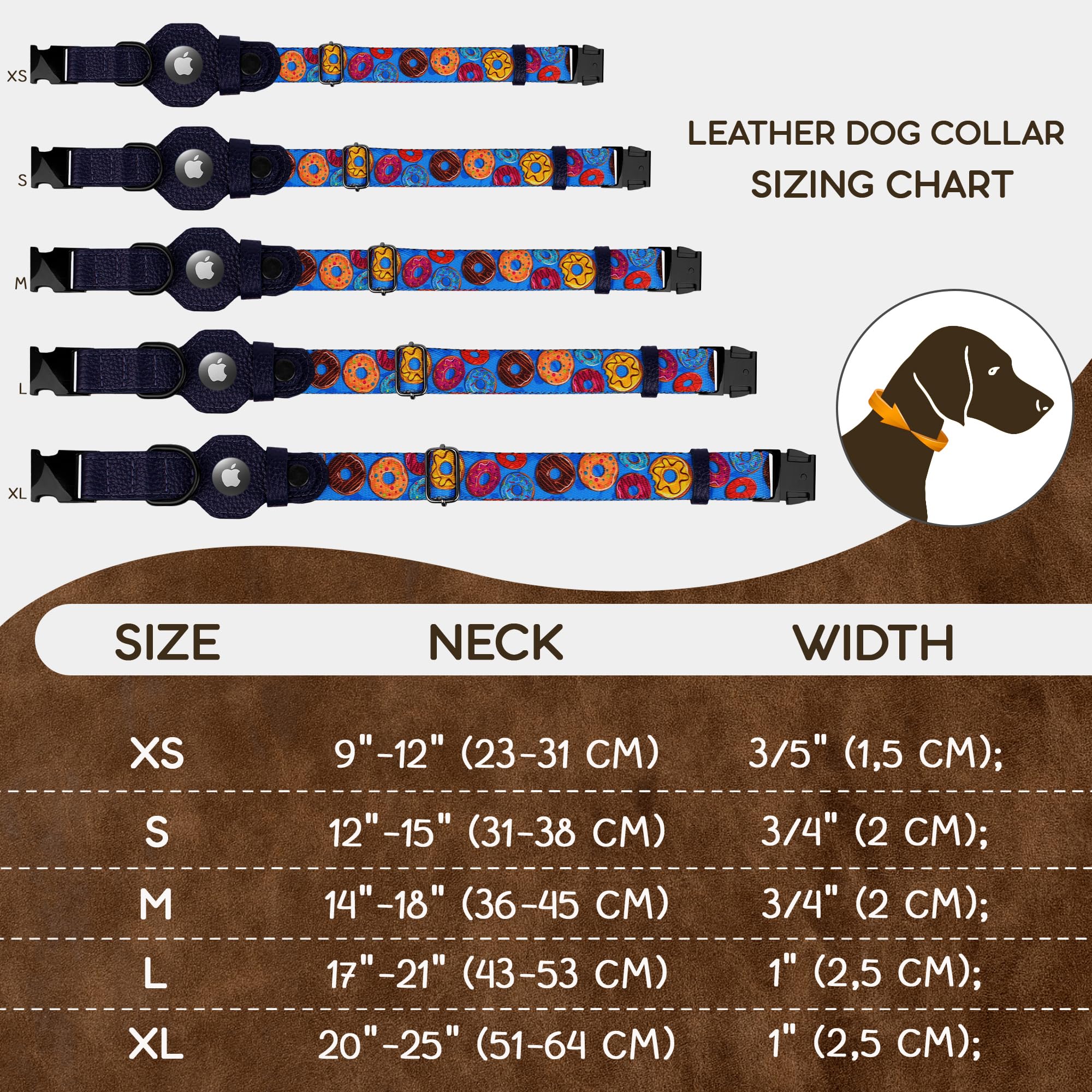 AirTag Dog Collar with Metal Buckle - Printed Nylon Soft Leather Dog Collar with Apple AirTag Holder - Secure Tracking GPS Pet Collars for Girl Boy Small Large Dogs (S, 12"-15" Neck Fit, Space)