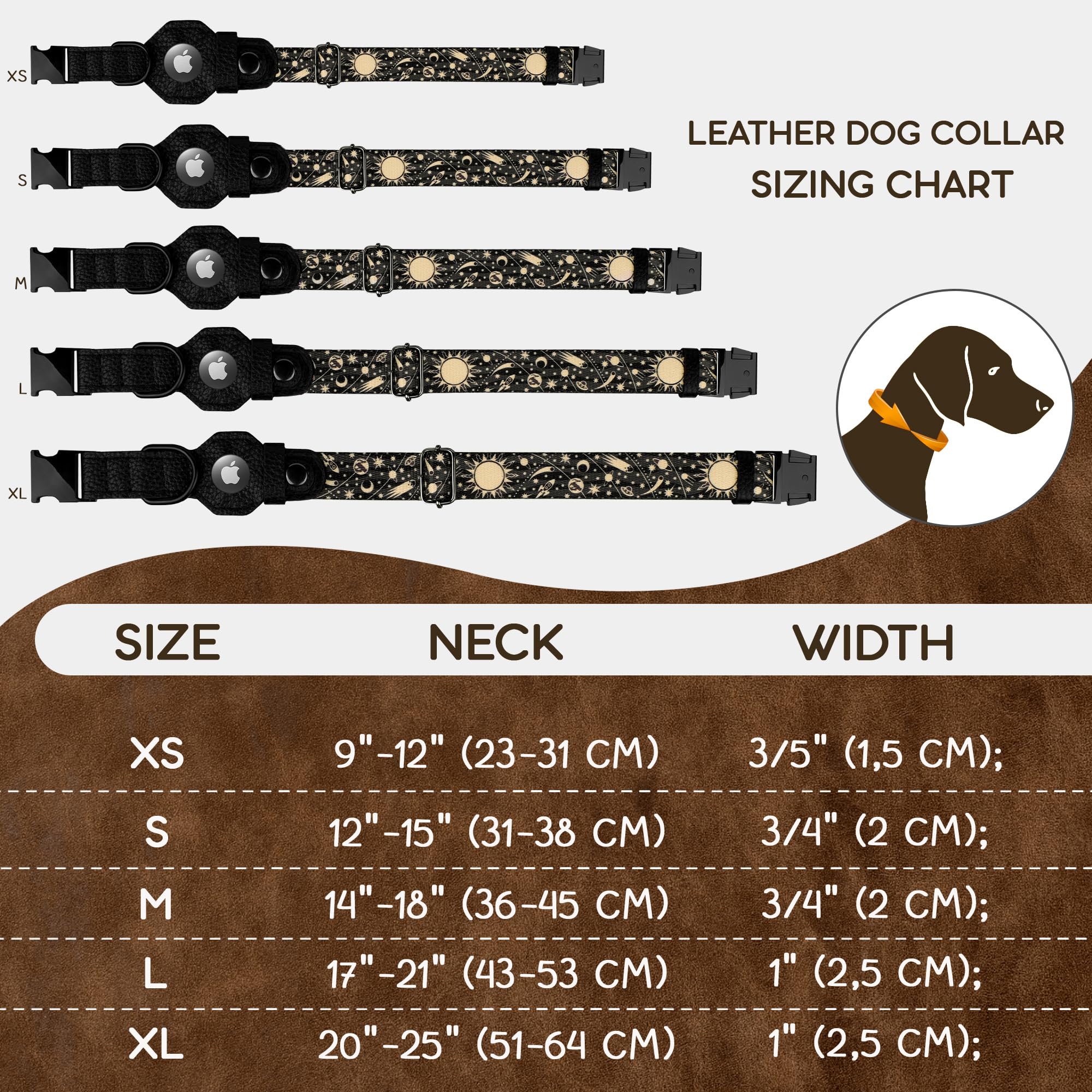 AirTag Dog Collar with Metal Buckle - Printed Nylon Soft Leather Dog Collar with Apple AirTag Holder - Secure Tracking GPS Pet Collars for Girl Boy Small Large Dogs (S, 12"-15" Neck Fit, Space)