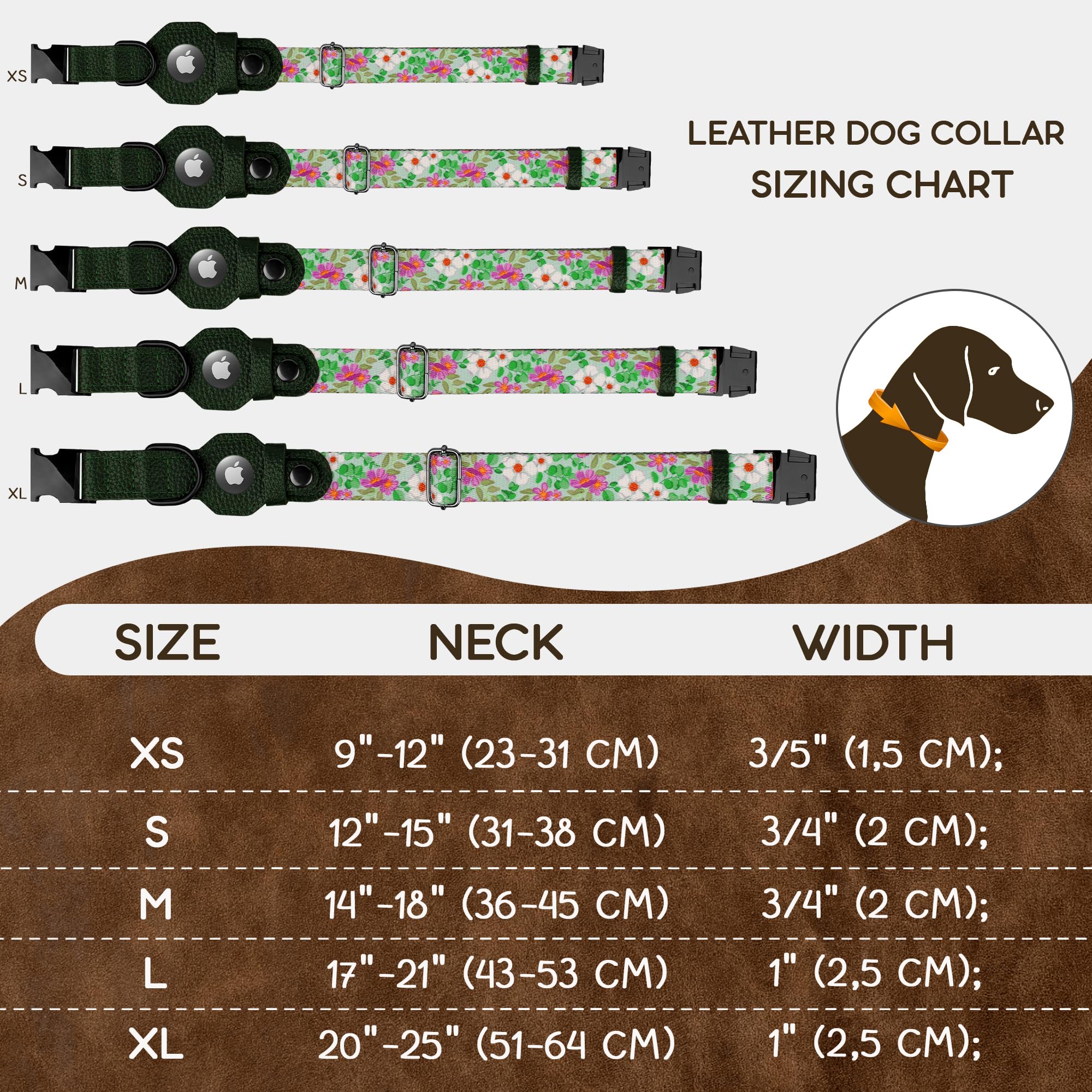 AirTag Dog Collar with Metal Buckle - Printed Nylon Soft Leather Dog Collar with Apple AirTag Holder - Secure Tracking GPS Pet Collars for Girl Boy Small Large Dogs (S, 12"-15" Neck Fit, Space)