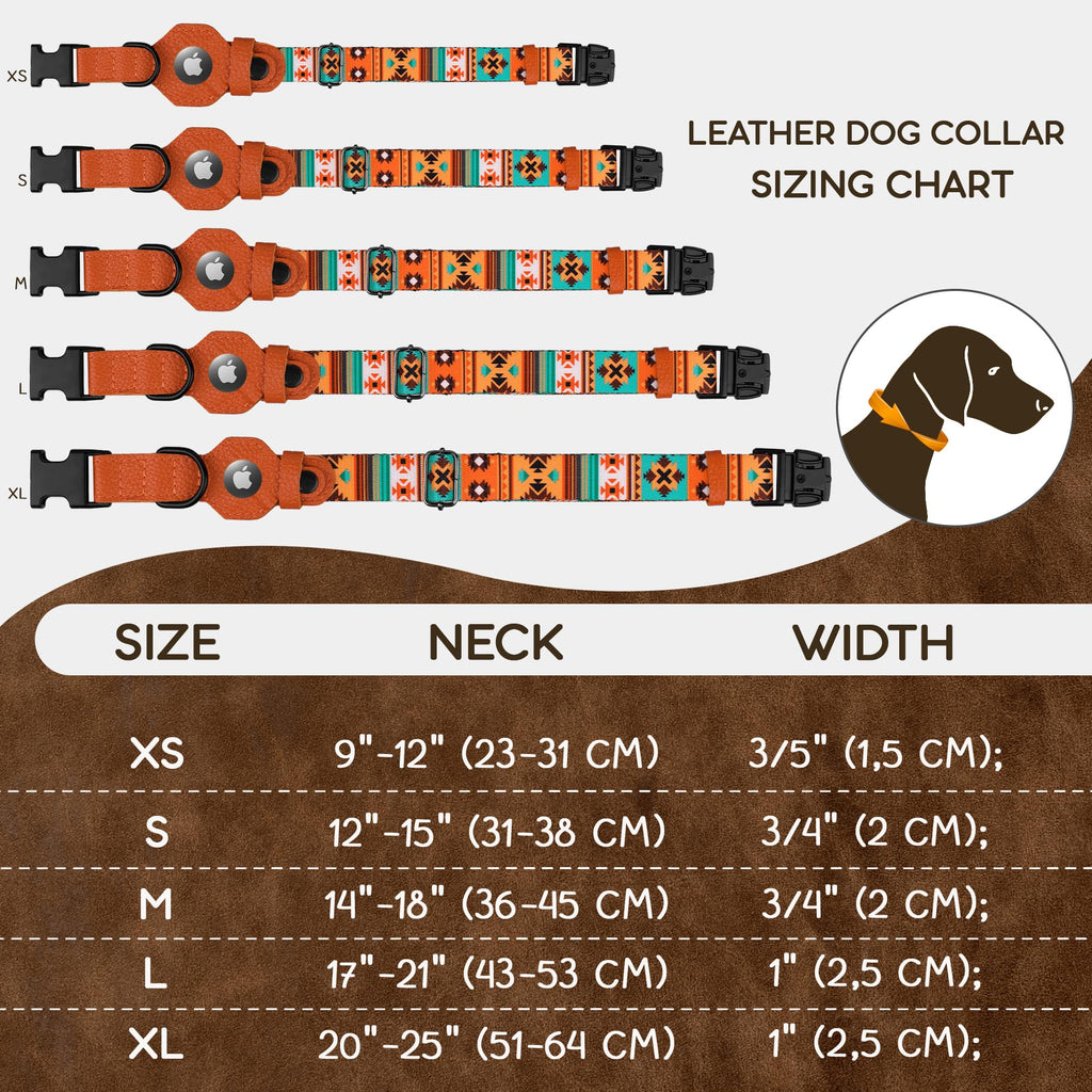 AirTag Dog Collar with Metal Buckle - Printed Nylon Soft Leather Dog Collar with Apple AirTag Holder - Secure Tracking GPS Pet Collars for Girl Boy Small Large Dogs (S, 12"-15" Neck Fit, Space)